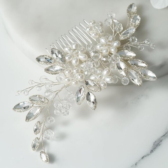 Wedding Hair Comb Pearl Bridal Hair Pins Flower Rhinestone Hair Accessory